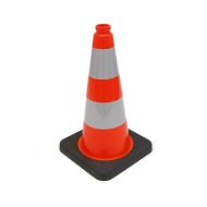 Plastov� (PVC) reflexn� dopravn� ku�el s gumov�m podstavcem - ���ka 28 cm, v��ka 50 cm