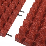 Červená gumová krajová dopadová dlaždice (V65/R50) FLOMA - délka 50 cm, šířka 25 cm a výšk - zvětšit obrázek
