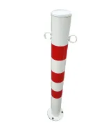 B�lo-�erven� ocelov� parkovac� sloupek s oky - 8 x 76 cm