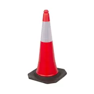 �erveno-b�l� plastov� (PE) reflexn� ku�el s gumov�m podstavcem FLOMA CF27 - 48 x 48 x 100 