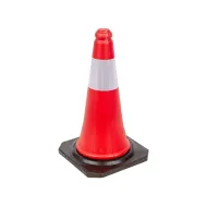 �erveno-b�l� plastov� (PE) reflexn� ku�el s gumov�m podstavcem FLOMA CF27 - 28 x 28 x 50 c