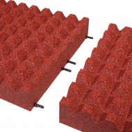 Červená gumová dopadová dlaždice (V100/R28) FLOMA - délka 50 cm, šířka 50 cm a výška 10 cm - zvětšit obrázek