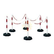 B�lo-�erven� ocelov� vymezovac� sloupek (6 x sloupek + patky, 5 x �et�z) - 100 cm