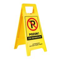 �lut� PVC dvojjazy�n� v�stra�n� stojan Pozor! Zde neparkujte - 30 x 61,5 cm