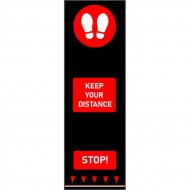 erven gumov textiln vstupn roho s potiskem Keep Your Distance - 200 x 65 cm