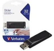 32GB Verbatim Slider, USB flash disk 2.0, 98697, �ern�